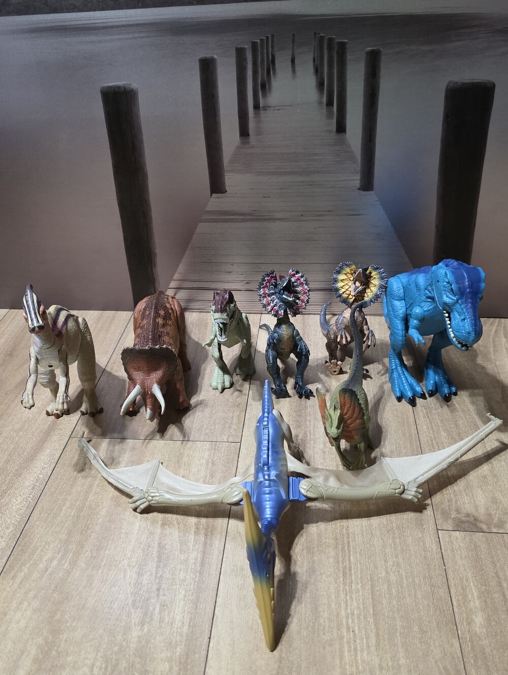 Jurassic Park Lost World Pteranodon, Parasaurolophus, Dilophosaurus.